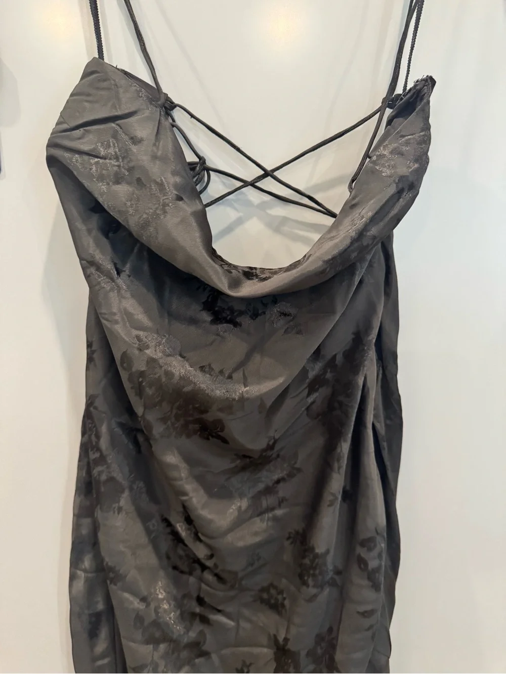 NWT Abercrombie Black Satin Maxi Slip Dress